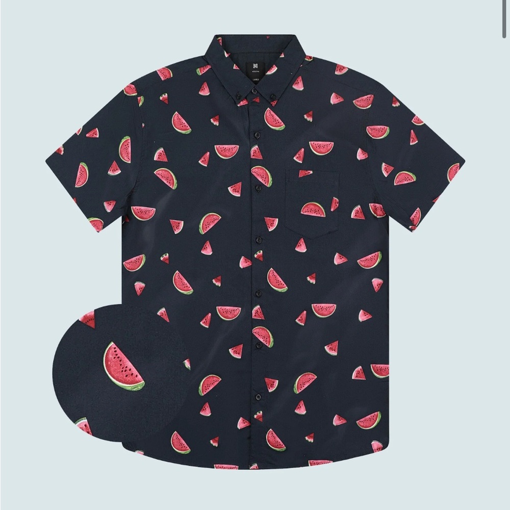 Visive Black Watermelon Print Buttondown